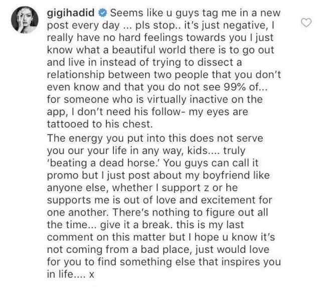 Gigi Hadid statement
