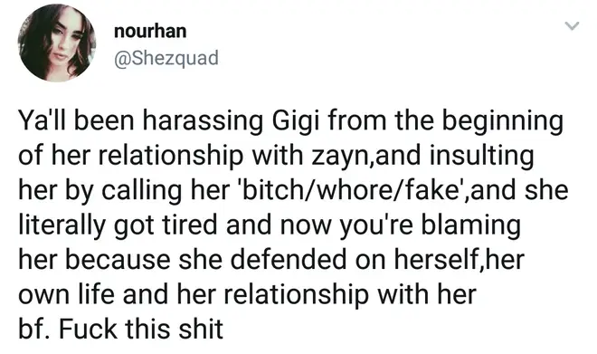 Gigi Hadid Twitter comment