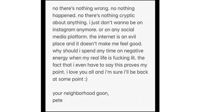 Pete Davidson Instagram Statement