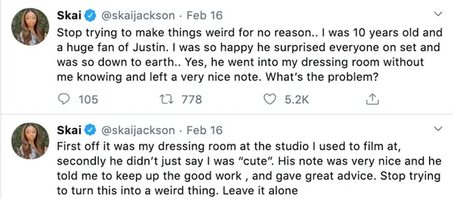 Skai Jackson Tweet