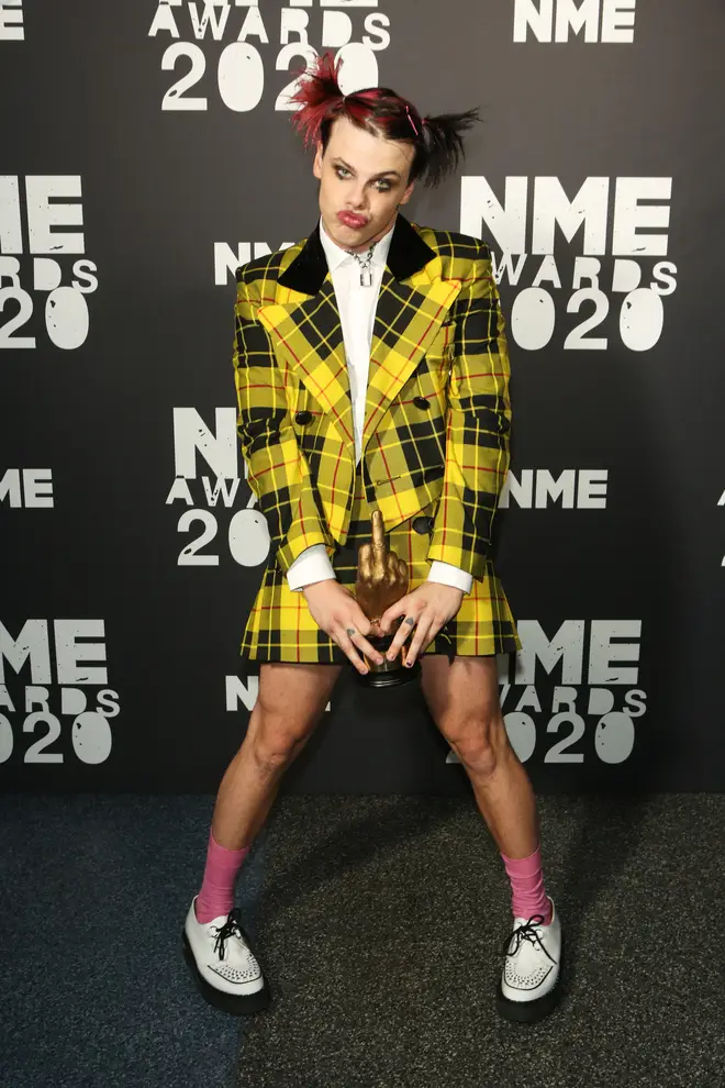 YUNGBLUD aka Dominic Harrison poses in the winners room at The NME Awards 2020