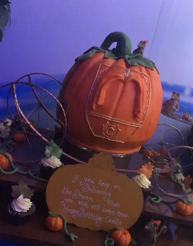 Camila's birthday cake was a huge replica of Cinderella's iconic pumpkin carriage. 