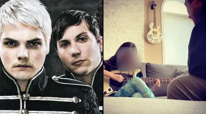 Frank Iero teaches daughter Welcome To The Black Parade on bass
