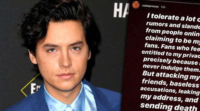 Cole Sprouse slams "fans" who attacked his friends and sent him death threats