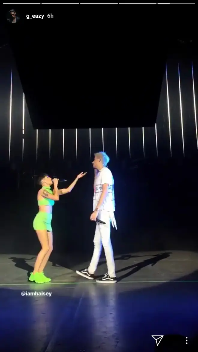 Halsey and G-Eazy on stage