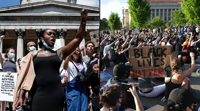 Peaceful protests are taking place all over the US and the UK
