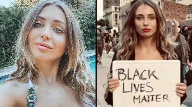 Russian influencer Kris Schatzel has been called out for posing at the protest then leaving.