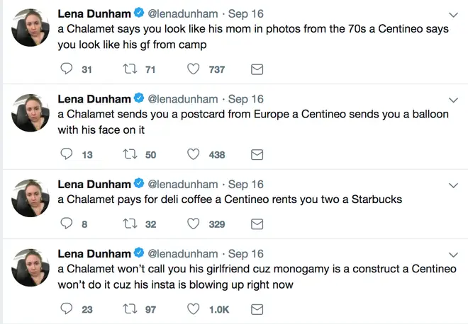 Lena Dunham Noah Centineo Tweets