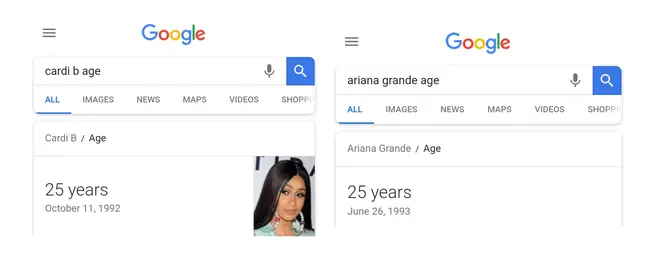 Cardi B Ariana Grande age Google search