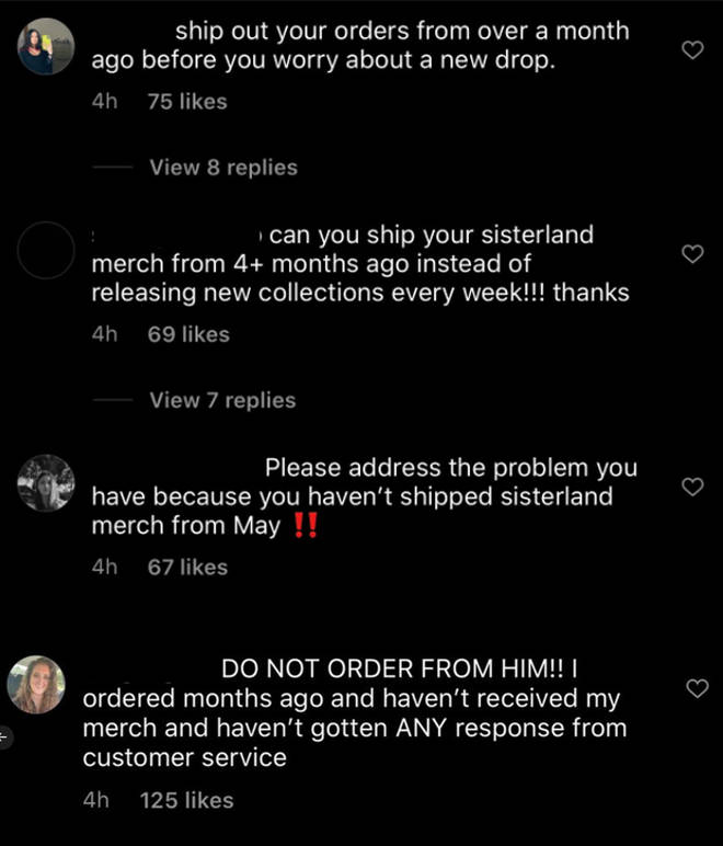 Sisters Apparel Instagram comments