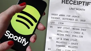 Spotify logo on phone, receipt