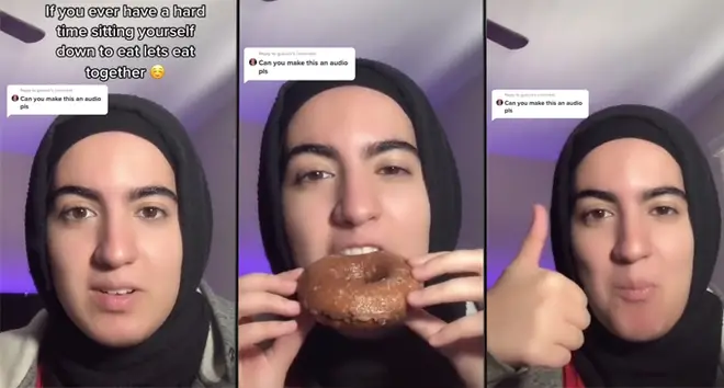 Teen on TikTok helps people with eating disorders by eating with them.