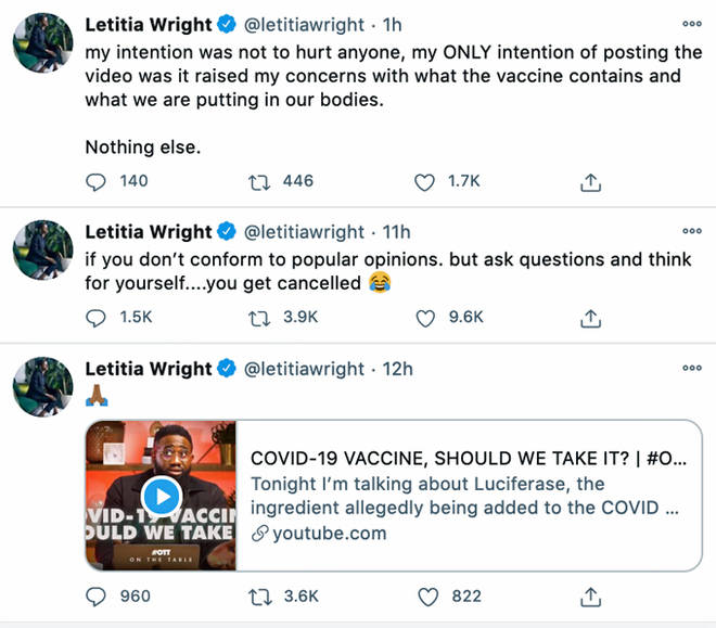 Letitia Wright Tweets