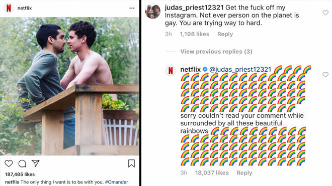 Netflix respond to homophobic 'Elite' troll on Instagram