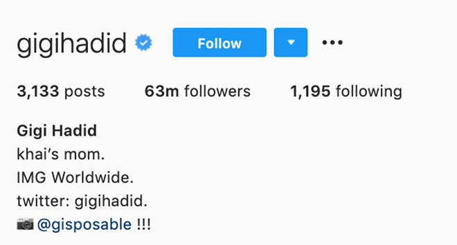 Gigi Hadid Instagram Bio