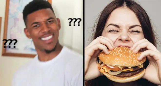 Confused Nick Young / Woman eating burger