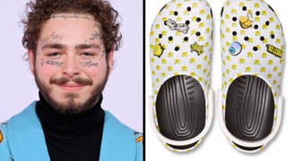Post Malone attends the 2018 American Music Awards and yellow Crocs
