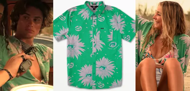 Where to buy Sarah Cameron's green floral print shirt in Outer Banks 2