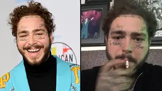 Post Malone attends the 2018 American Music Awards at Microsoft Theater/Post Malone smoking a cigarette