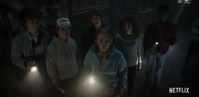 Steve, Dustin, Robin, Max, Nancy and Lucas investigate a creepy old house in Stranger Things 4
