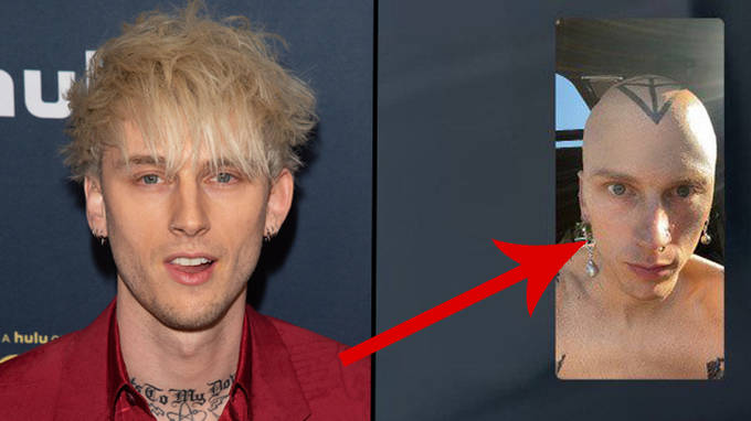 Machine Gun Kelly shaves his head and reveals head tattoo to promote