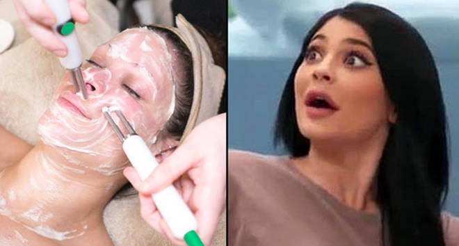 A facial being performed/Kylie Jenner shocked