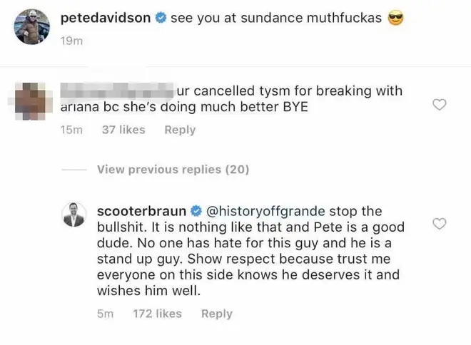 Scooter Braun comments on Pete Davidson picture