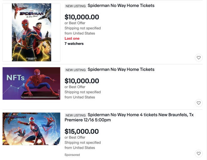 Spider-Man No Way Home tickets resold for thousands on eBay