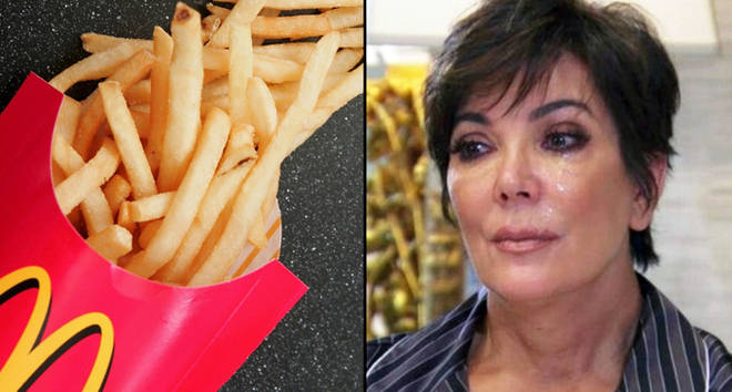 French fries sit on a table at a McDonald's restaurant /Kris Jenner crying