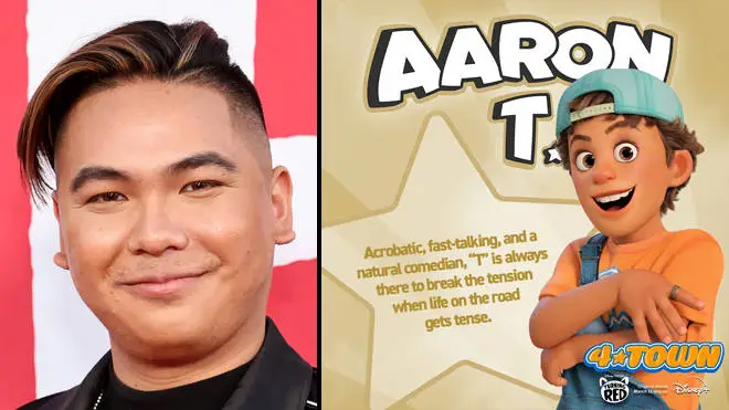 Who voices 4*Town's Aaron T. in Turning Red? - Topher Ngo
