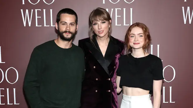 Dylan O'Brien with Taylor Swift and Sadie Sink at the All Too Well premiere