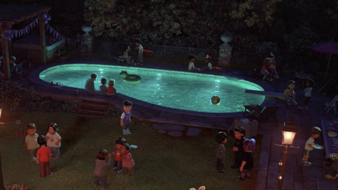 Turning Red details: Pixar's Luxo ball is floating in Tyler's pool