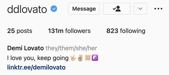 Demi Lovato has updated their pronouns on Instagram