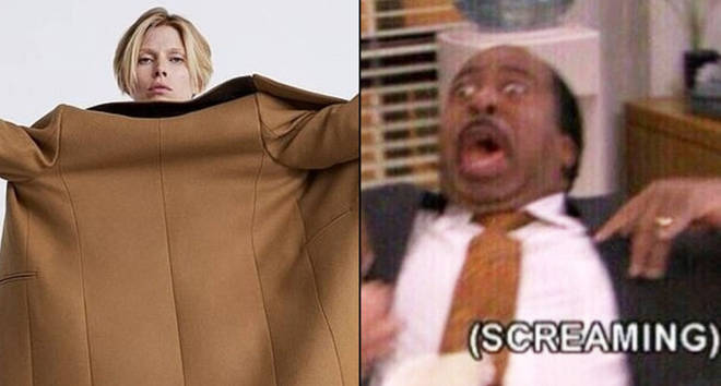 Zara model wearing a jacket/screaming meme
