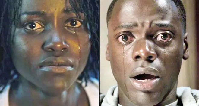 Lupita N'yongo crying in Us/Daniel Kaluuya in Get Out