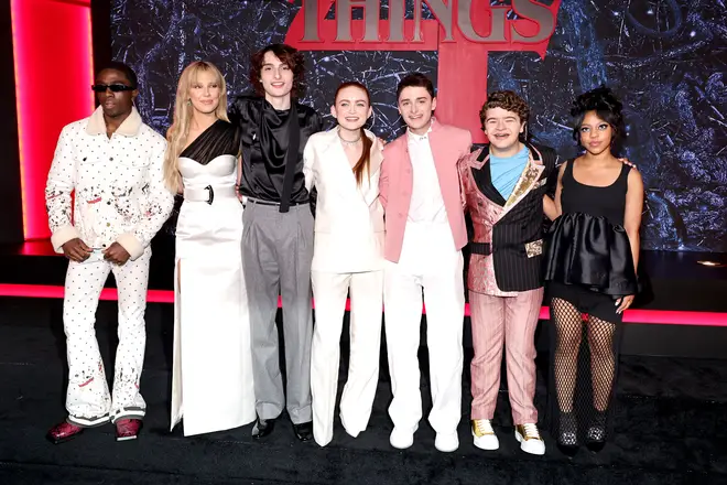 Stranger Things cast pose together at season 4 premiere