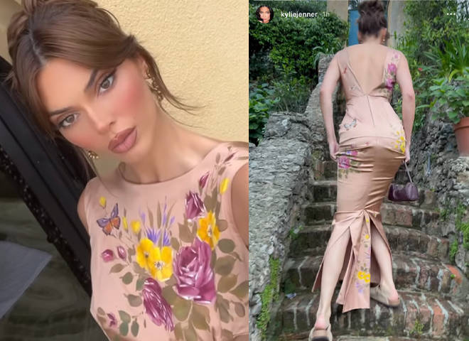 Kendall Jenner wears floral D&G dress at Kourtney Kardashian's wedding