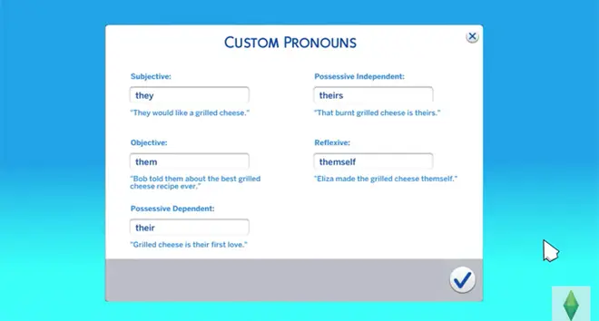 The Sims 4 Pronouns Update