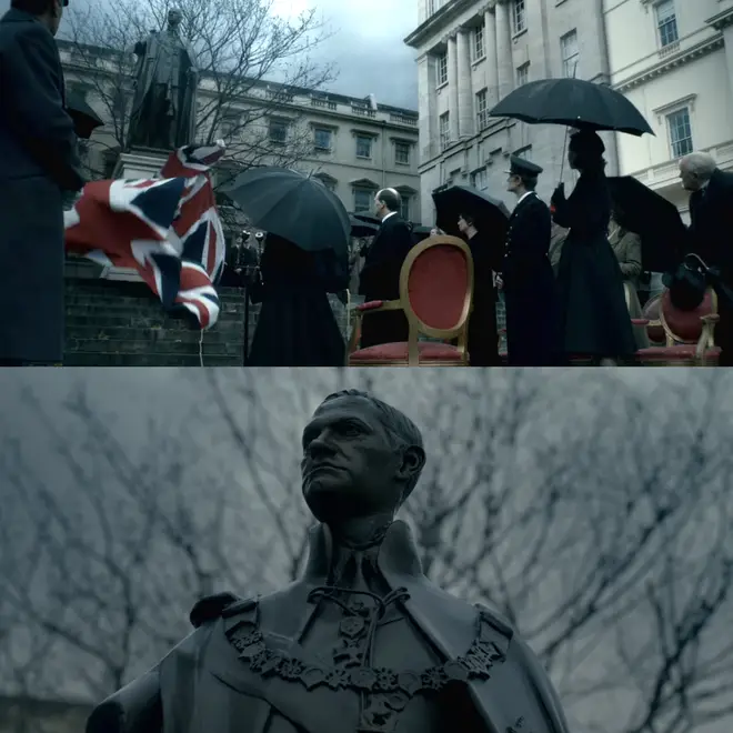 Netflix Tours: The King George VI memorial statue was edited in The Crown season 1