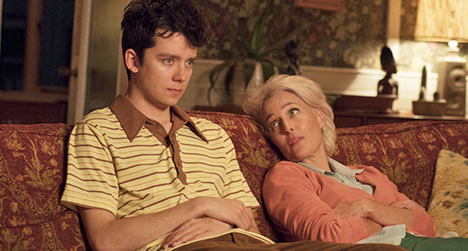 Asa Butterfield and Gillian Anderson in Sex Education