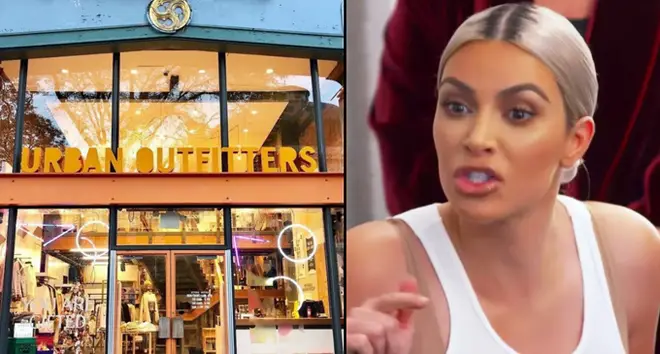 The front of an Urban Outfitters store/angry Kim Kardashian