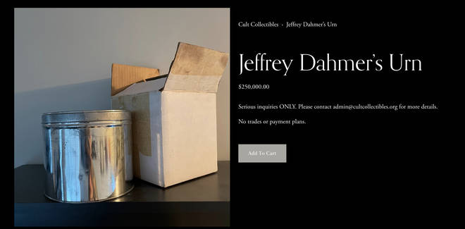 Jeffrey Dahmer's urn is being sold for $250,000