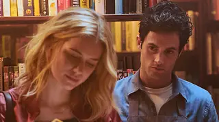 Elizabeth Lail and Penn Badgley in Netflix's 'You'