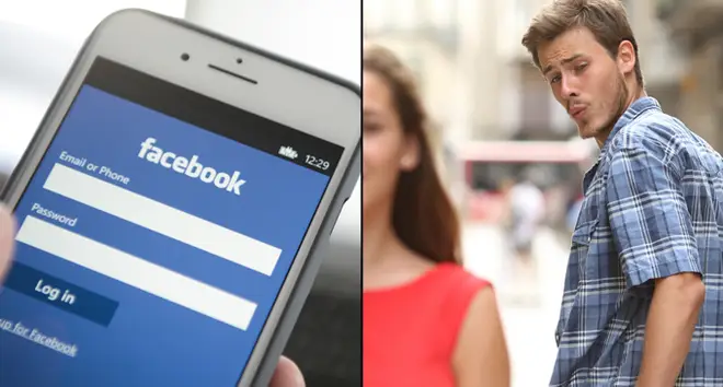 The Facebook log in screen is seen is seen on an iPhone 8 plus in this photo illustration/Viral meme guy