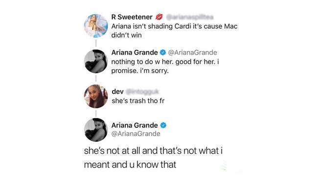 Ariana Grande was not shading Cardi B with her Grammys tweets about Mac Miller