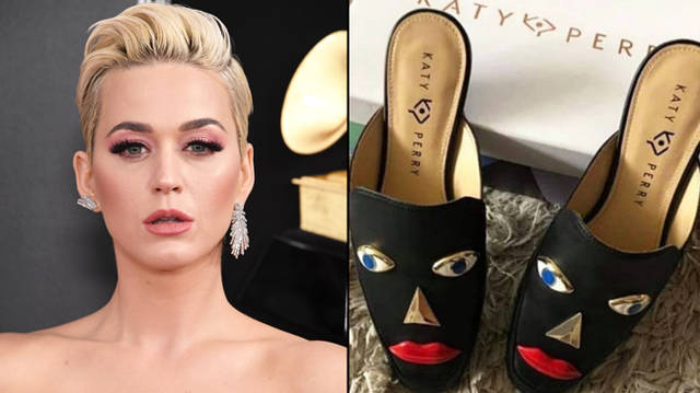 Katy Perry arrives at the 61st Annual GRAMMY Awards at Staples Center/blackface shoes