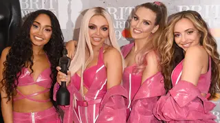 Perrie Edwards, Jesy Nelson, Jade Thirlwall and Leigh-Anne Pinnock of 'Little Mix' in the winners room during The BRIT Awards 2019