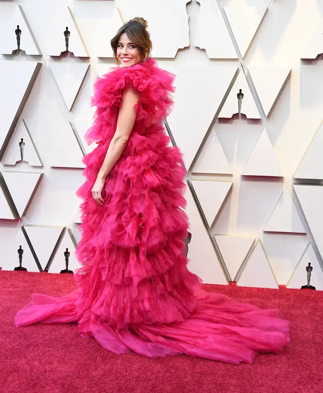 Linda Cardellini arrives at the 91st Annual Academy Awards.