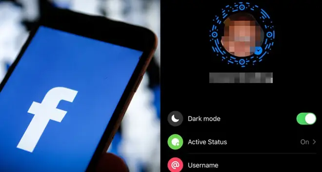facebook logo on a phone/dark mode activated