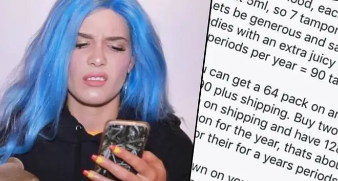 Halsey looking at her phone/message
